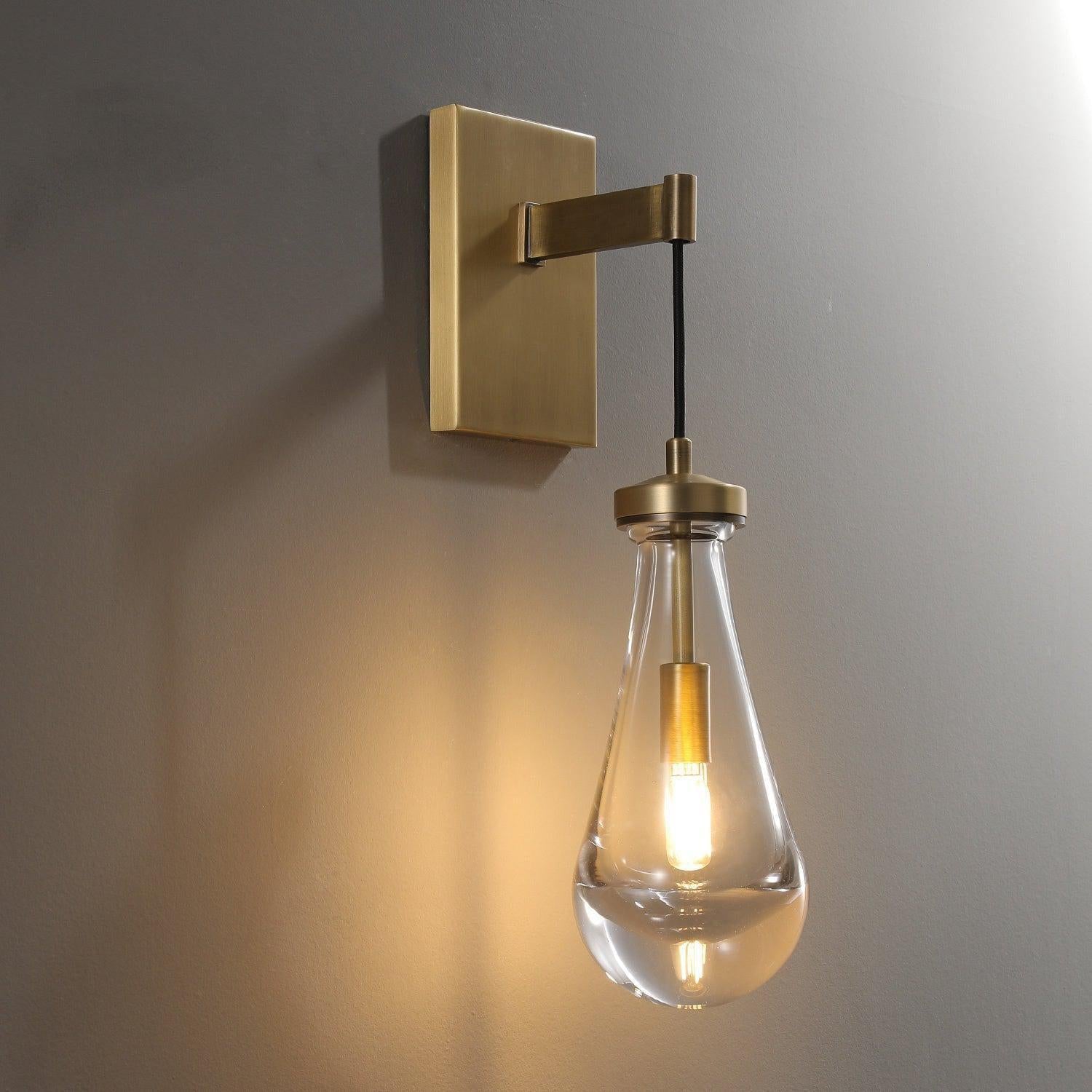 Wall Sconce Modern with Teardrop Glass Shade and Hardwired E12 Fitting