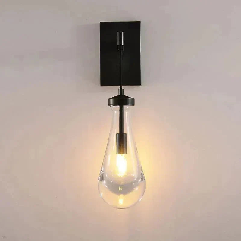 Wall Sconce Modern with Teardrop Glass Shade and Hardwired E12 Fitting