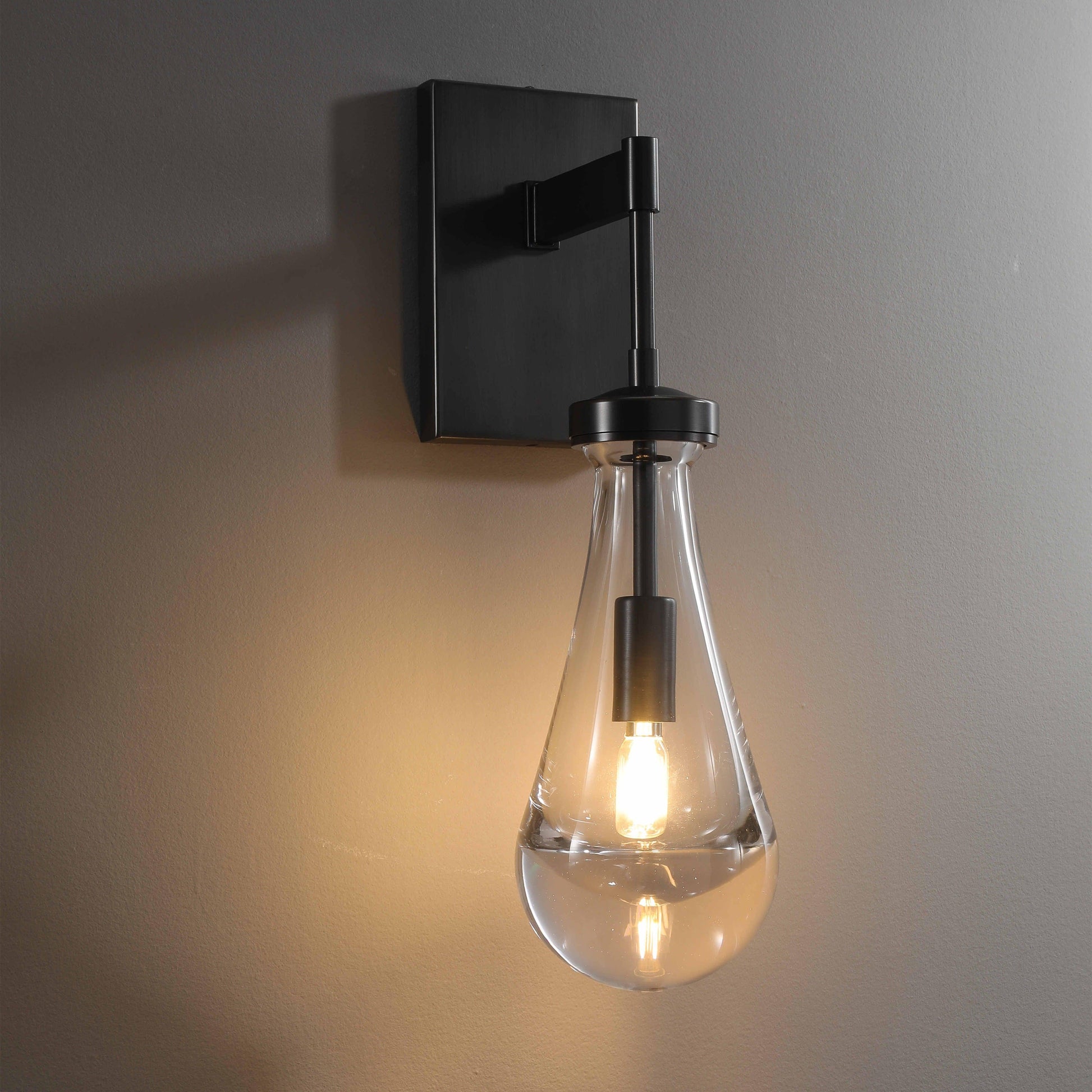 Wall Sconce Modern with Teardrop Glass Shade and Hardwired E12 Fitting