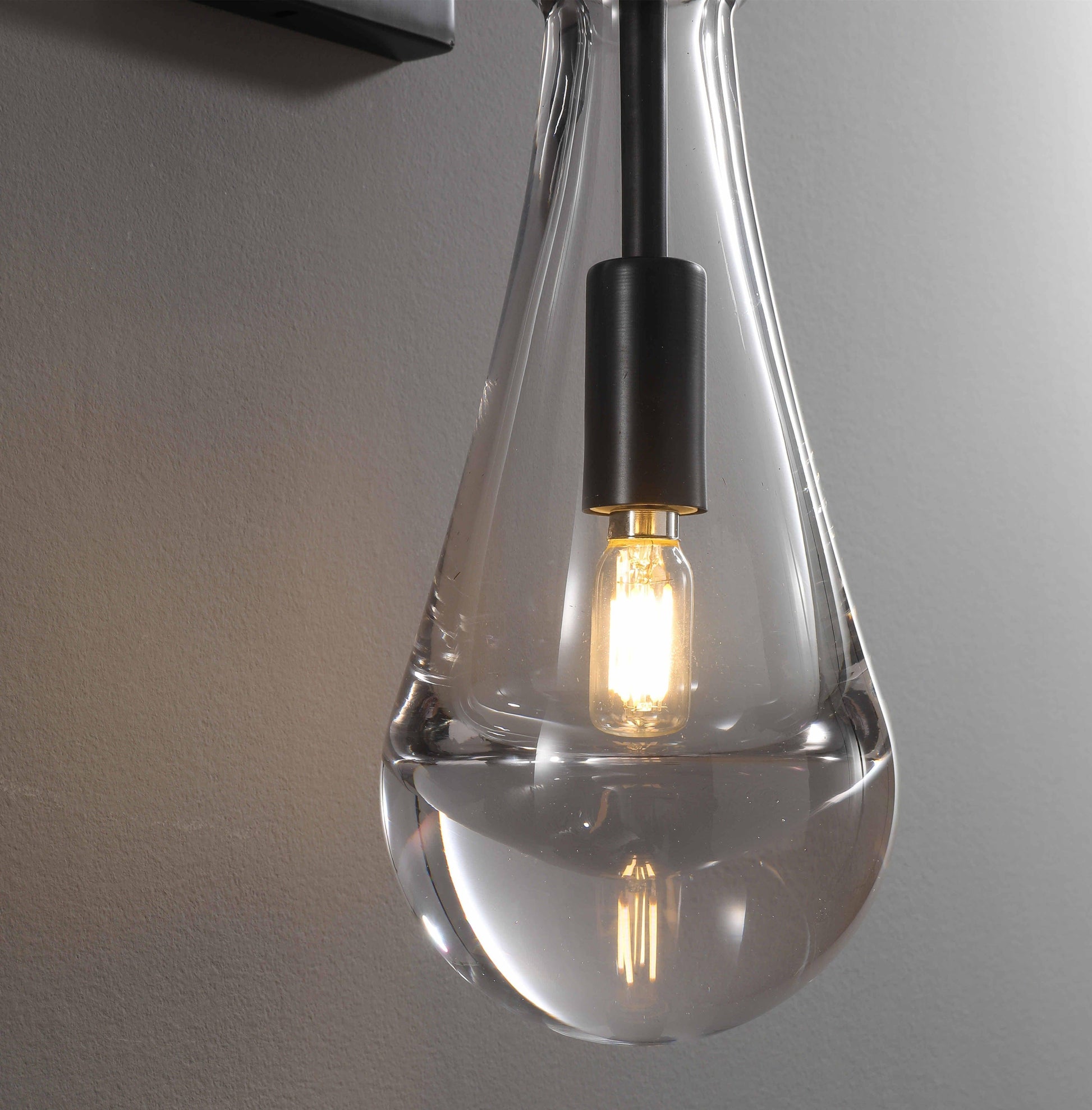 Wall Sconce Modern with Teardrop Glass Shade and Hardwired E12 Fitting