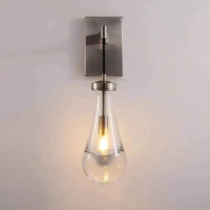 Wall Sconce Modern with Teardrop Glass Shade and Hardwired E12 Fitting