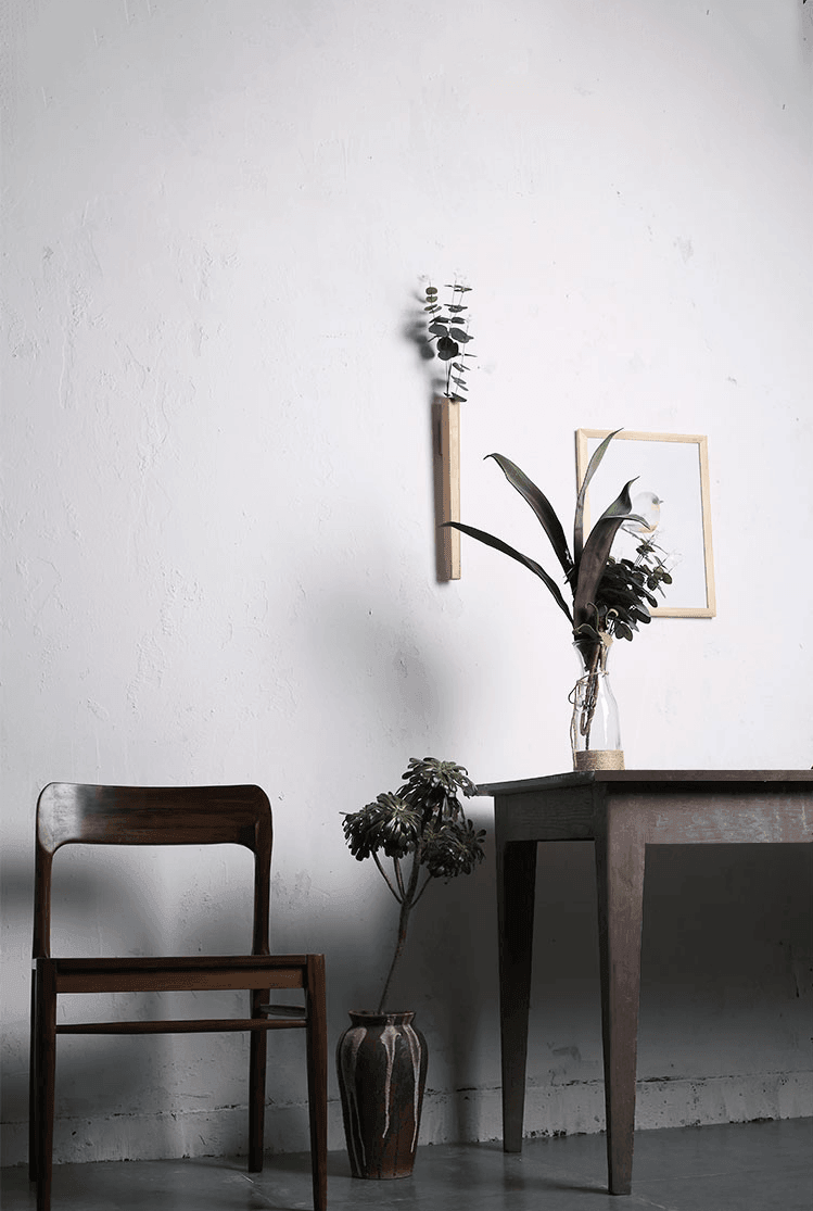 Wall Vase Minimalist Wood with Glass Tube and Wall Mount Hardware