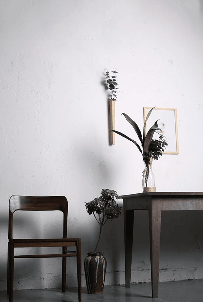 Wall Vase Minimalist Wood with Glass Tube and Wall Mount Hardware