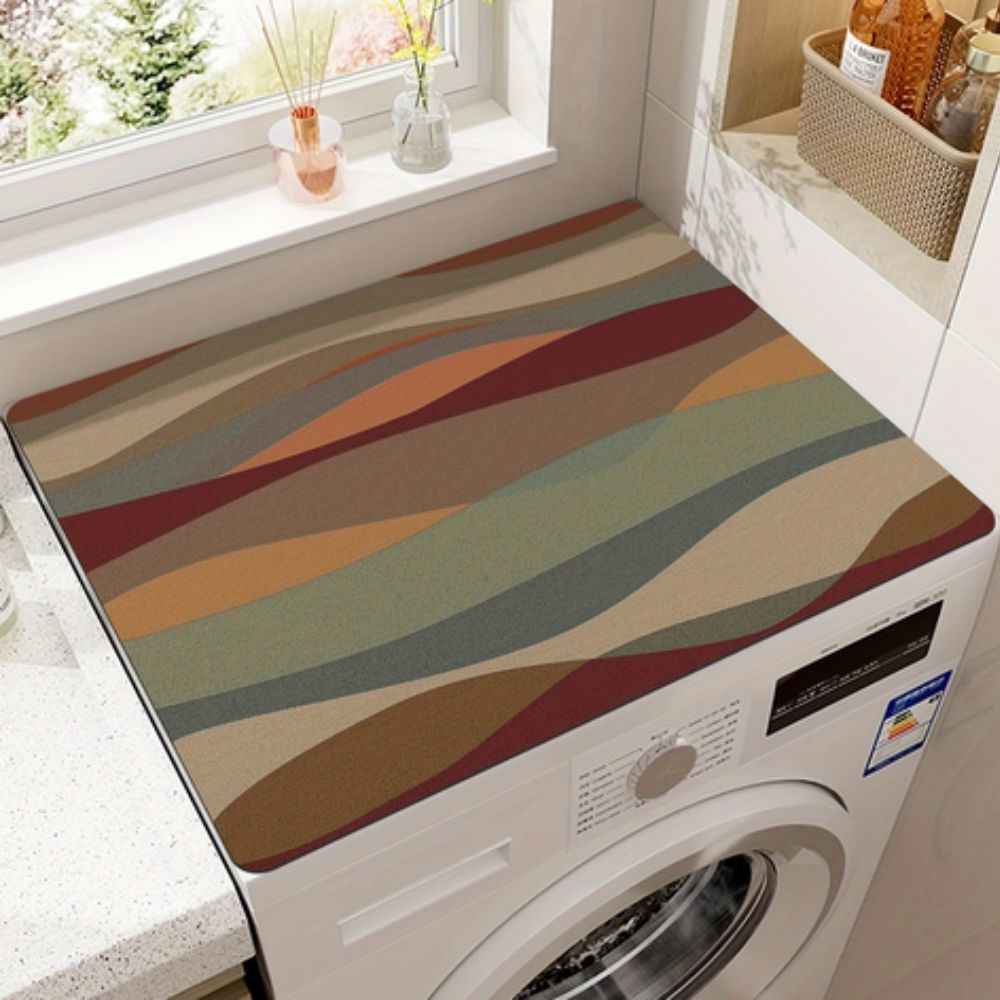 Washing Machine Top Mat with Anti-Slip Backing and Bohemian Print