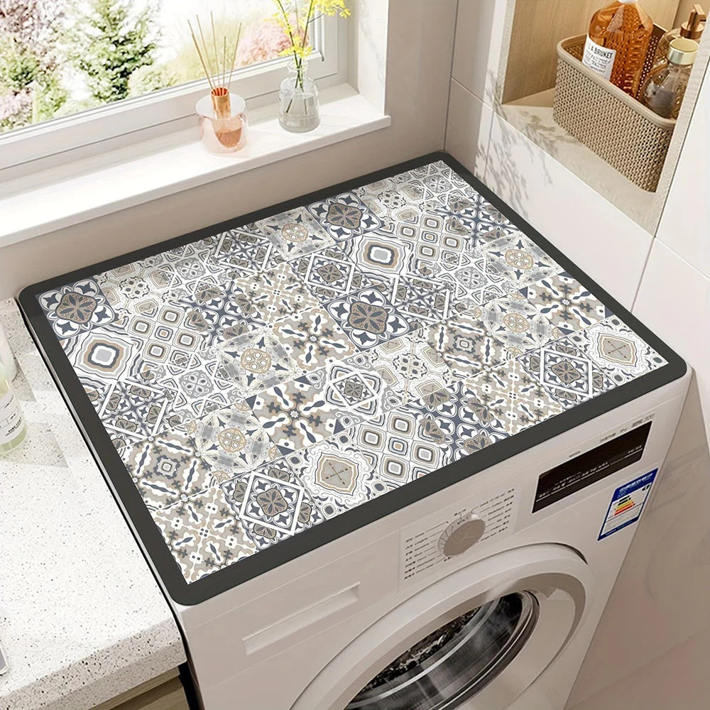 Washing Machine Top Mat with Anti-Slip Backing and Bohemian Print