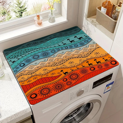 Washing Machine Top Mat with Anti-Slip Backing and Bohemian Print