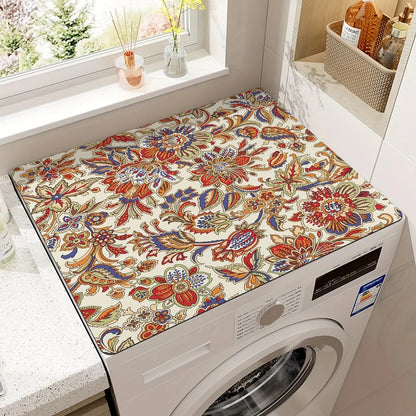 Washing Machine Top Mat with Anti-Slip Backing and Bohemian Print