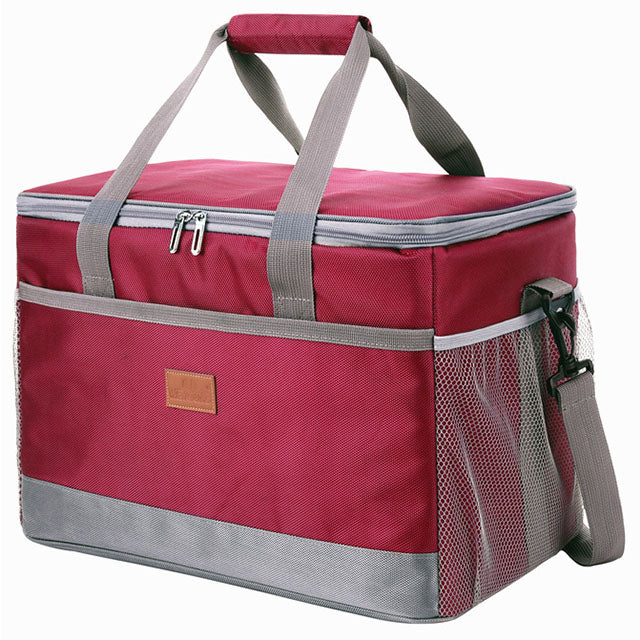 Waterproof Insulated Cooler Bag with Side Mesh Pockets and Shoulder Strap