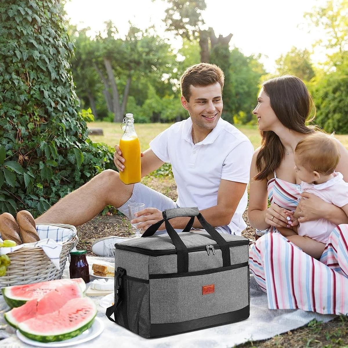 Waterproof Insulated Cooler Bag with Side Mesh Pockets and Shoulder Strap