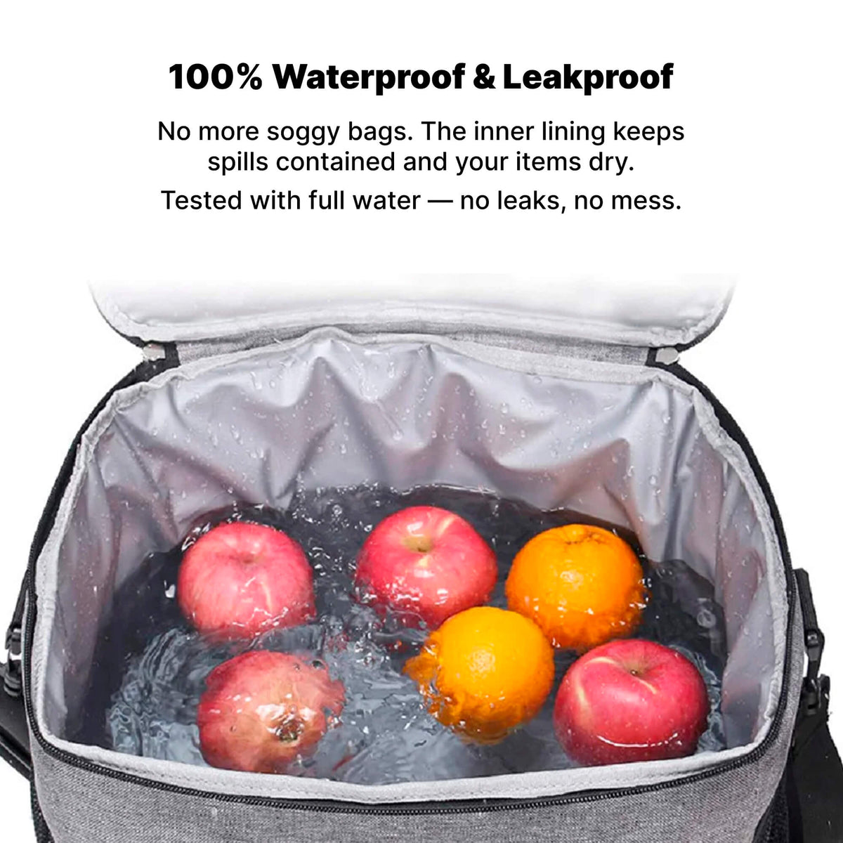 Waterproof Insulated Cooler Bag with Side Mesh Pockets and Shoulder Strap