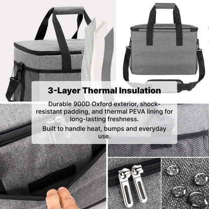 Waterproof Insulated Cooler Bag with Side Mesh Pockets and Shoulder Strap