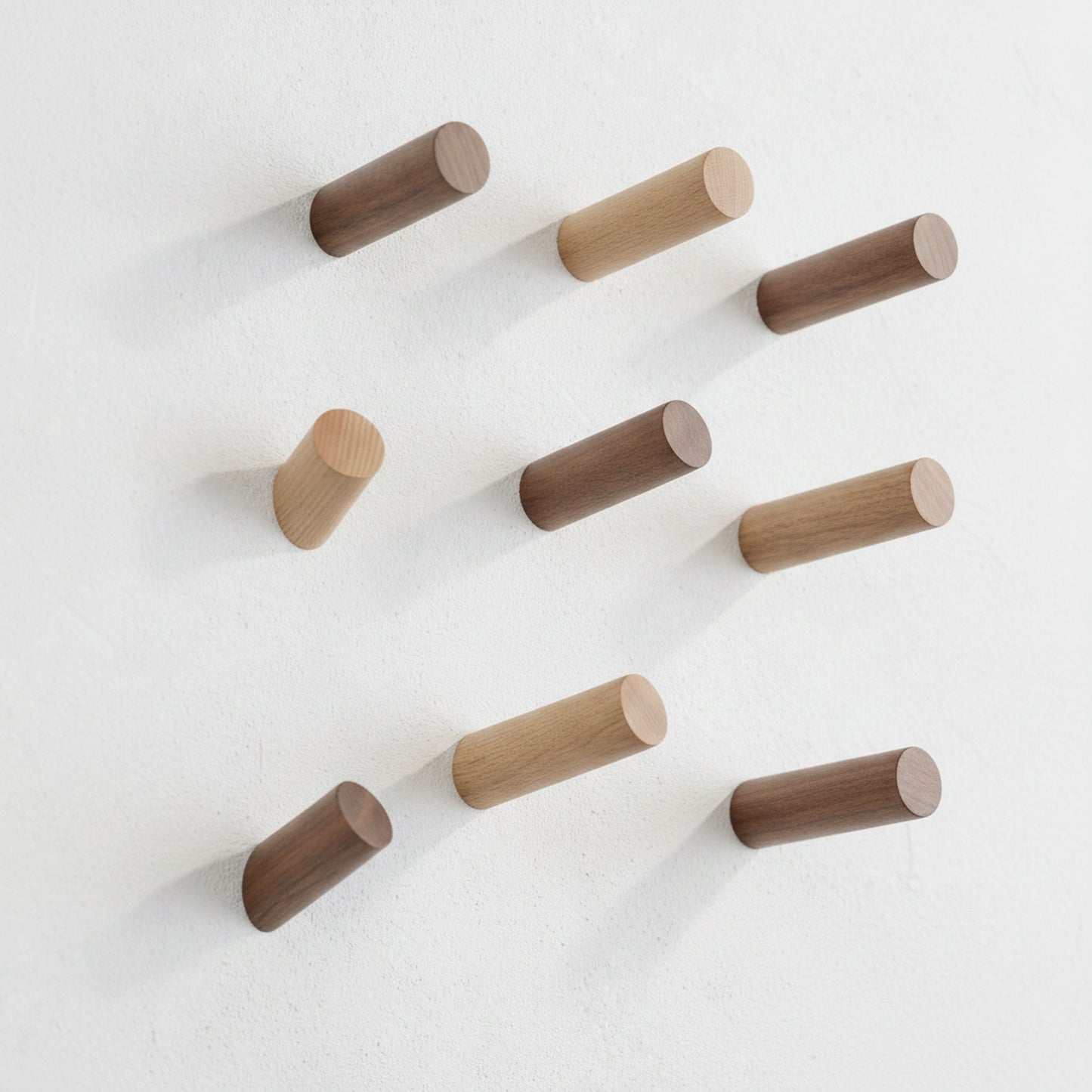 Wood Wall Hook with Angled Design for Coats, Bags and Keys