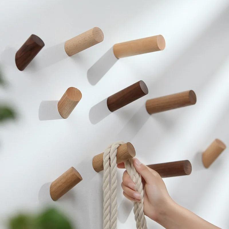 Wood Wall Hook with Angled Design for Coats, Bags and Keys