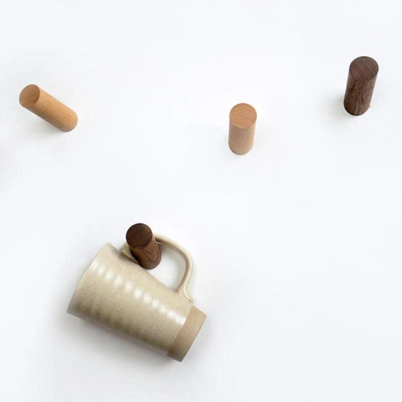 Wood Wall Hook with Angled Design for Coats, Bags and Keys