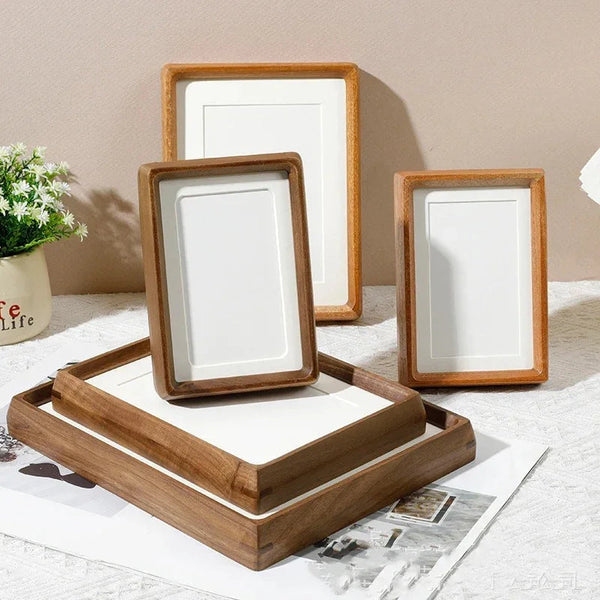 Wooden Photo Frame with Rounded Corners and Acrylic Front for Tabletop Display