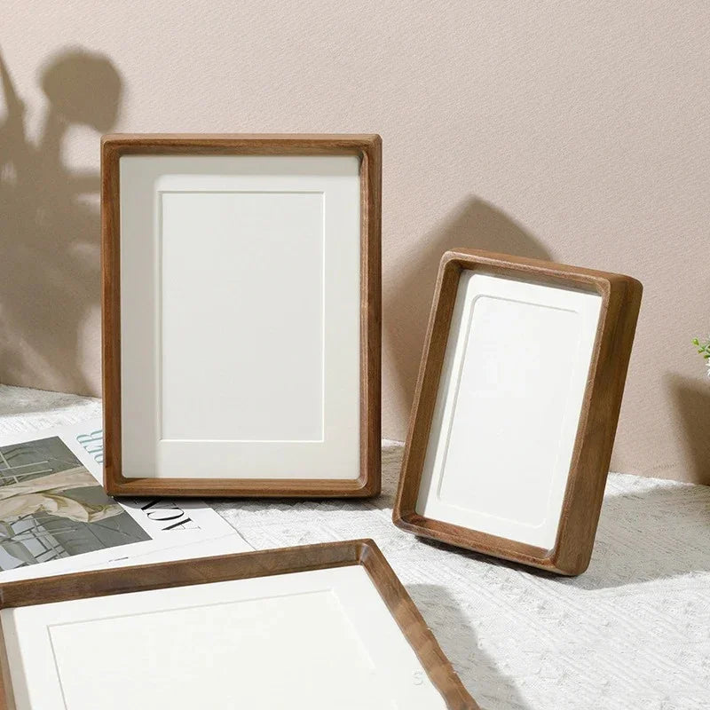 Wooden Photo Frame with Rounded Corners and Acrylic Front for Tabletop Display