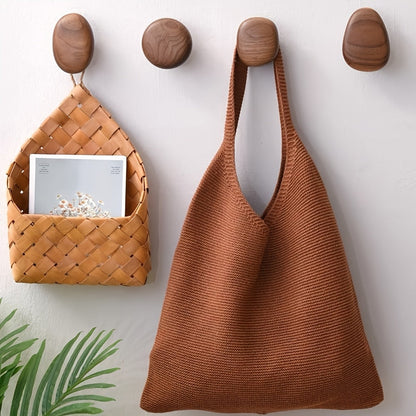 Wooden Wall Hooks Set of 4 in Pebble Shapes