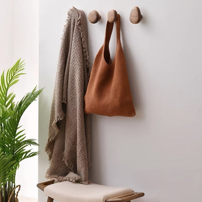 Wooden Wall Hooks Set of 4 in Pebble Shapes
